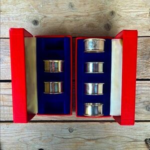 Vintage Leonard Hong Kong Silver Plated Napkin Rings in Red Box (6 count)